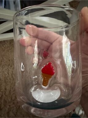 Icon Glass Tumbler with Red and White Ice Cream Cone Accent - 16 fl oz